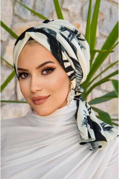 Aişe tesettür Фумі-листковий візерунок з пряжкою