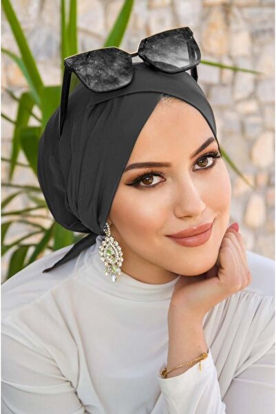Aişe tesettür Anthracite Cross-Strapped Sea - Pool Cap