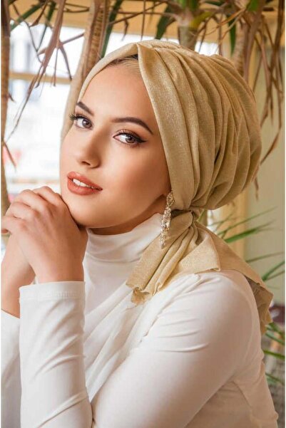 Aişe tesettür Cream Shiny Buckle Bonnet