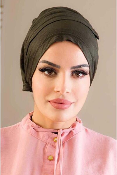 Aişe tesettür Khaki King Size Non-Slip Bonnet - 40500