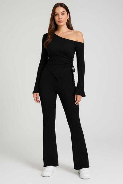 Lufthimm SET ELEGANT CU TOP CU MÂNERE ASIMETRICE CU șireturi ȘI PANTALONI SPANIOLE