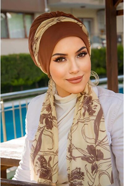 Aişe tesettür Caramel Brown Scarf Bonnet