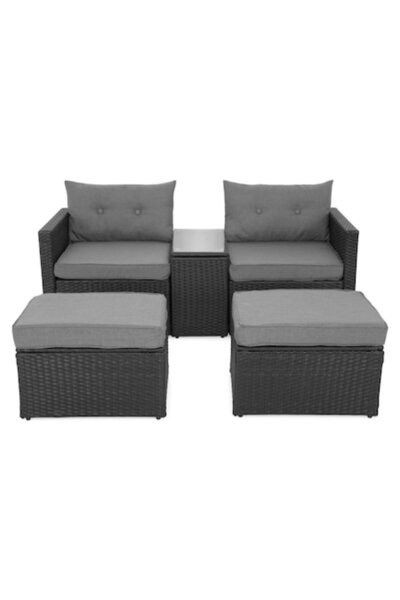 Maison Mex Set mobilier gradina/terasa 5 piese, MARTI, negru/gri