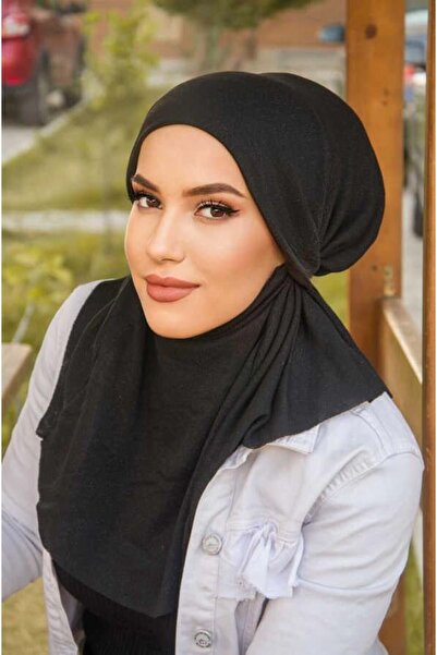 Aişe tesettür Siyah Oversize Hijab