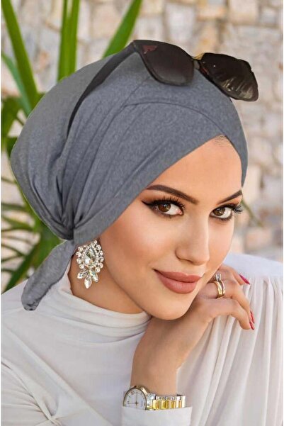 Aişe tesettür Mavi Gri Melanj Spor Çapraz Bone