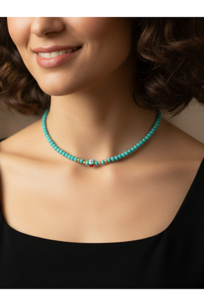 Lila Turkuaz Nazar Göz Tiny Kolye