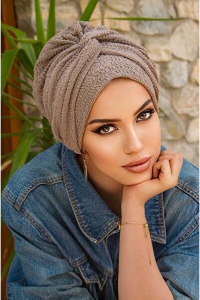 Aişe tesettür Stone Color Twist Detailed Knot Bonnet
