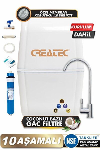 Piksel Aqua Createc 10 Aşamalı Multimineralli Çelik Tanklı Coconut Bazlı Su Arıtma Cihazı