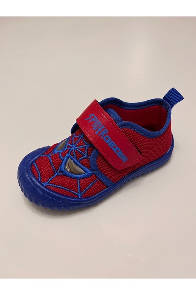 GEZER Erkek Çocuk Keten,Hafif ,Yumuşak ve Kaymaz Taban Panduf Ev Kreş Ayakkabısı Spider Man Model