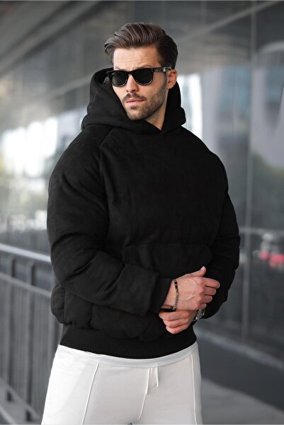 Madmext Siyah Kapüşonlu Erkek Şişme Mont 7235