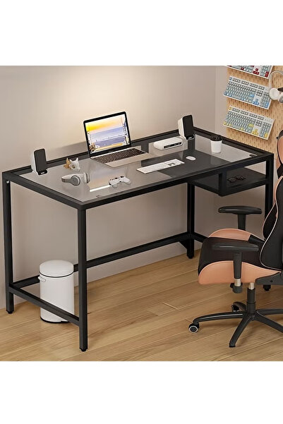 Domuik طاولة كمبيوتر محمول - فولاذ أسود 100×74×50 سم