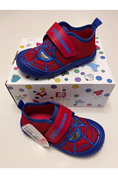 GEZER Erkek Çocuk Keten,Hafif ,Yumuşak ve Kaymaz Taban Panduf Ev Kreş Ayakkabısı Spider Man Model