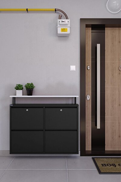 Ceha Kilitli Tablalı 4'lü Metal Ayakkabılık - Siyah