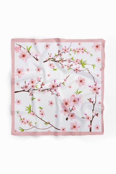 Modabutik Women's Floral Patterned Bandana 50X50 Powder Dg0130-22