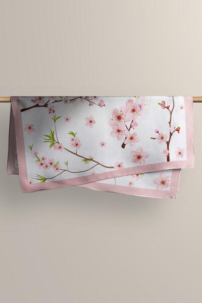 Modabutik Women's Floral Patterned Bandana 50X50 Powder Dg0130-22