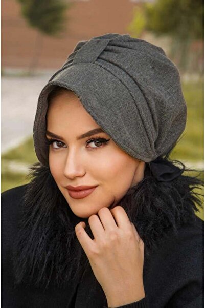 Aişe tesettür الكاكي متعرجة ختم قبعة بونيه