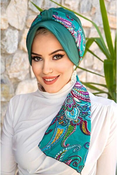 Aişe tesettür Zümrüt Etnik Desenli Şapka Bone