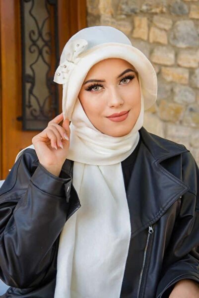Aişe tesettür Vintage Hat with Off-White Stone Accessories