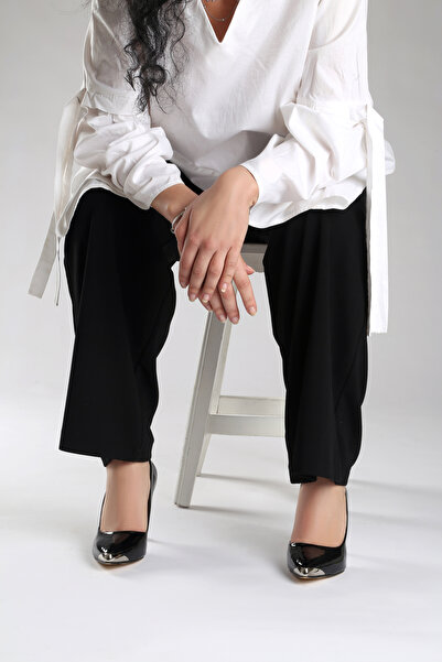 Pierre Cardin Black Patent Leather Heeled Shoes Pc-55118