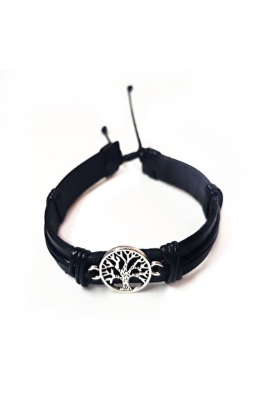 Wild Bracelets Bratara reglabila UNISEX din piele naturala cu Charmuri realizata manual, cu charm Copacul Vietii