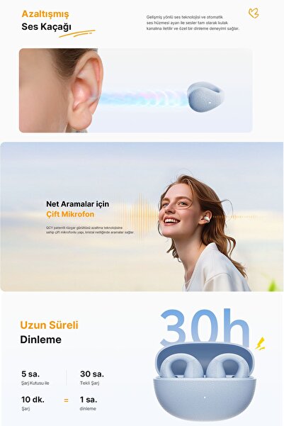 QCY C10 Crossky Bluetooth Küpe Kulaklık Çift Mikrofon Çift Cihaz Bağlantısı Kristal Ses Netlik Ipx4