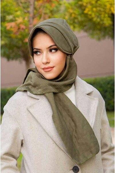 Aişe tesettür Khaki Quilted Scarf Hijab Hat