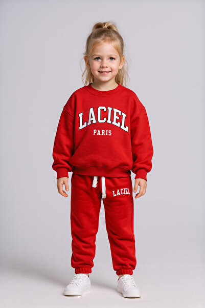 minibambi Paris Red Girl's Tracksuit - Crew Neck, Laci'el