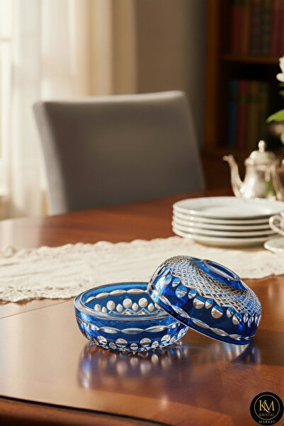 Kristal Market Ручна робота, вирізаний кришталь, візерунок Royal, декоративна тарілка, закрита серветниця