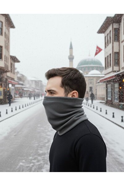 Özpak Anthracite Gray Fleece Neck Collar Beanie