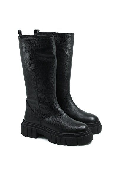 Gusse Kadın Siyah Hakiki Deri Çizme