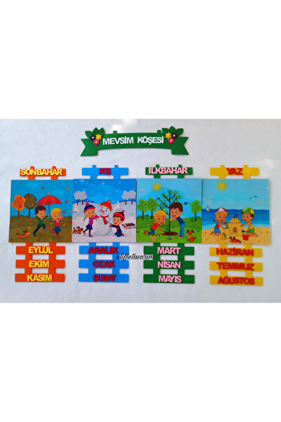 elifletasarim Baskılı Mevsim Şeridi Köşesi Panosu(KEÇEDEN EĞİTİM MATERYALİ)