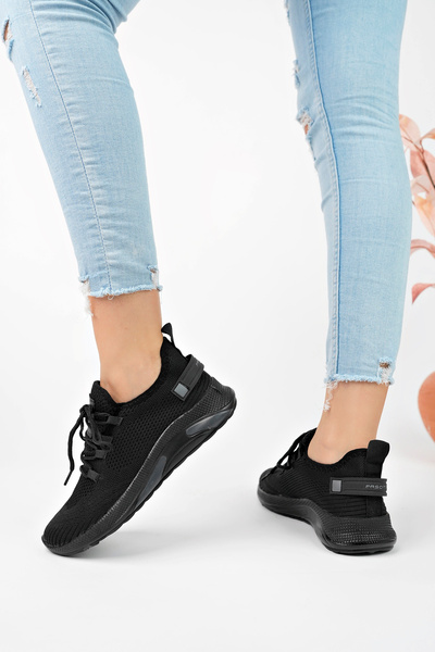 eformoda by emre yılmaz Siyah Unisex Triko Sneaker Rahat Hava Alabilen Kokusuz Spor Ayakkabı 4555