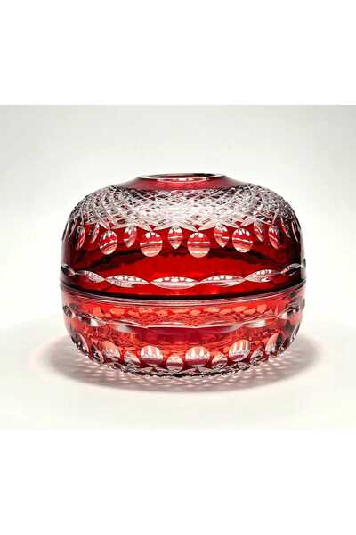 Kristal Market Handmade Cut Crystal Royal Pattern Decorative Presentation Holder Closed Napkin Holder