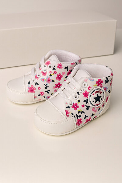 mini mia Baby Girl Floral First Step Shoes Booties Flexible and Non-Slip Sole