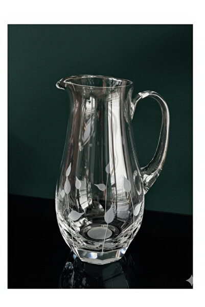 Paşabahçe Nude Köşeli Yaprak Dekorlu Cam Sürahi 1300 cc - Kulplu Şık İçecek S...