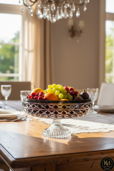 Kristal Market El Yapımı Kesme Kristal Bodrum Oval Desen 28 Cm Dekoratif Sunu...