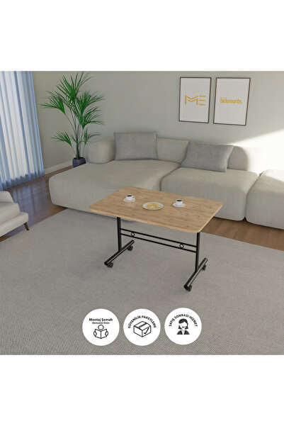 Genel Markalar Tekerlekli Orta Sehpa Çalışma Masası Yemek Masası 60x90 Cm