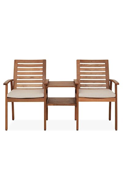 Maison Mex Set mobilier gradina/terasa 2 scaune si masuta, SOUTHBANK, L.64 l.57 H.93 cm, natur/crem