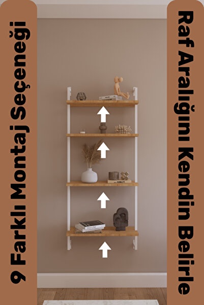 Phobia Modüler Model 4 Raflı Duvara Monte Kitaplık Duvar Rafı Aksesuar Rafı 444