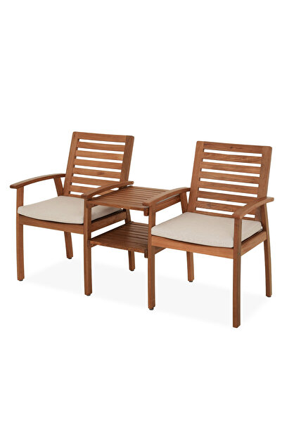 Maison Mex Set mobilier gradina/terasa 2 scaune si masuta, SOUTHBANK, L.64 l.57 H.93 cm, natur/crem