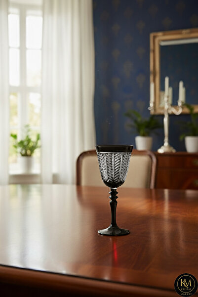 Kristal Market YAPRAK DESENLİ AYAKLI LÜKS BARDAK