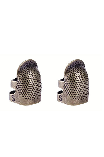 Choice 2pcs-bronze-S 2PCS vintage adjustable thimble hand sewing thimble ring home non-slip needle press fi