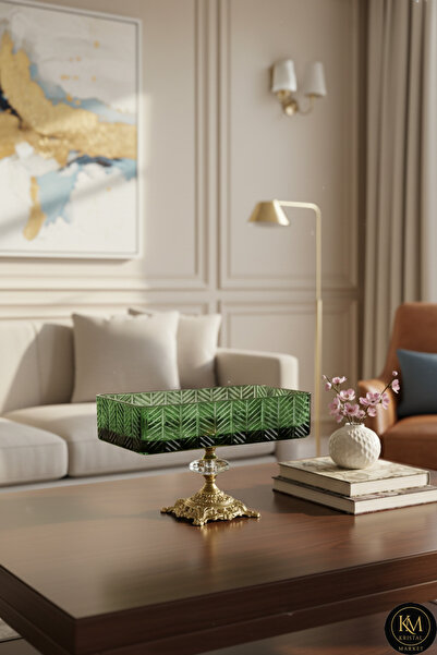 Kristal Market El Yapımı Kristal Paris Desenli Baton Dekoratif Sunumluk Sofra Sunum Kasesi