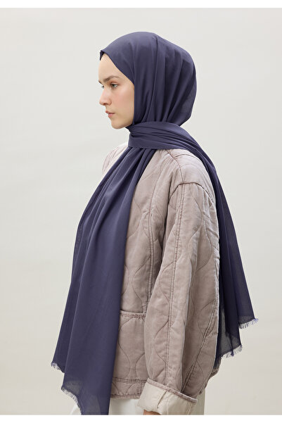 Fresh İnce Pamuk Vual Şal Morcivert