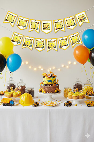 Deniz Party Store Будівництво Тема З Днем народження Zigzag Banner