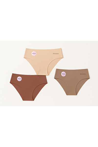 DRESSY LIFE 3 bucăți Lazer croială Chiloți fără cusături Chiloți efect modelator Chiloți Ghost cu model special