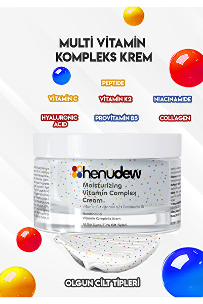 Henudew Vitamin Kompleks Krem, Aydınlatıcı Vitamin C, Vitamin K2, Hyaluronik ...