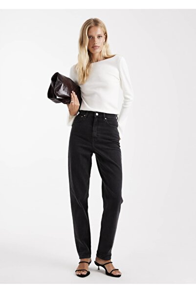 OFF THE CUFF Black Mom Fit High Waist No Lycra Boyfriend Jean Denim Pants