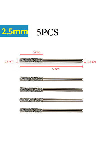 Choice 5 قطع 2.5 مم 5 قطع 0.8/1/1.2/1.5/1.8/2/2.5 مم رؤوس مثقاب مطلية بقطر 2.35 مم من اليشم الزجاجي والعنبر