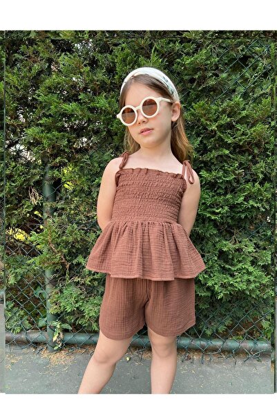 My Kids Wear Girl's Suit with Muslin Fabric Shorts